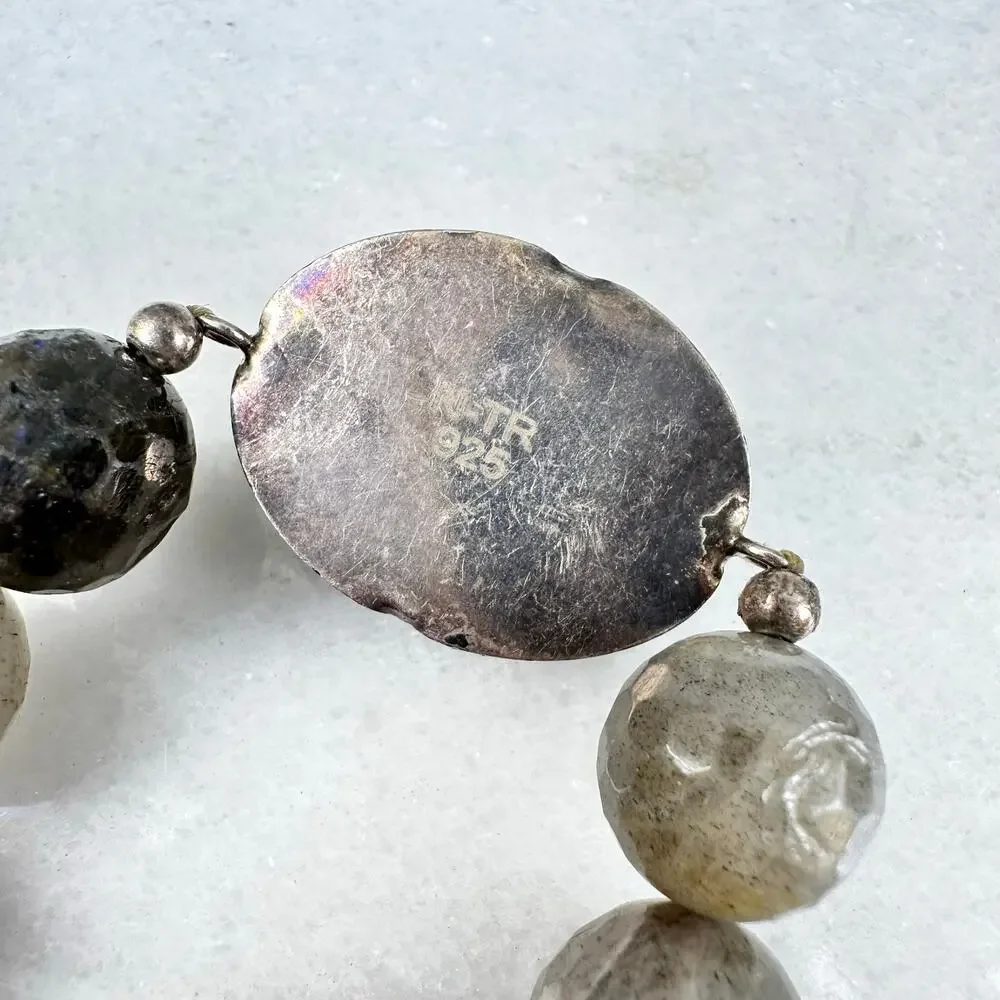 Labradorite Druzy Bracelet Sterling Silver Gothic Luxe Blue Celestial Witchy 925